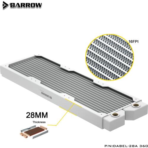 BARROW 28mm Thickness Copper 240mm Radiator Computer Water Discharge Liquid Heat Exchanger G1/4 Threaded use for 12cm Fans