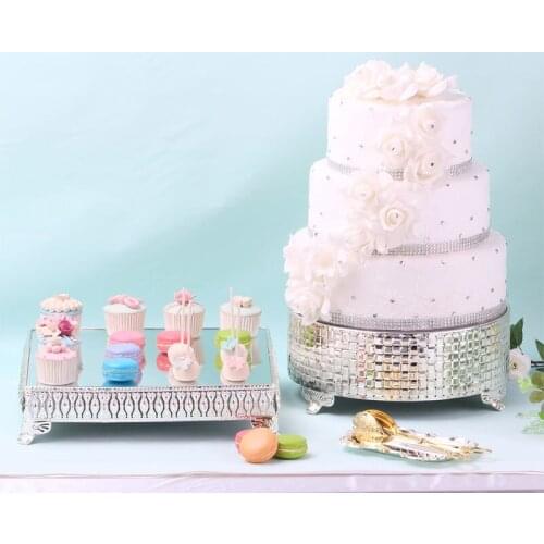Metal Plated Silver High-rise Cake Table Square Round Dessert Table