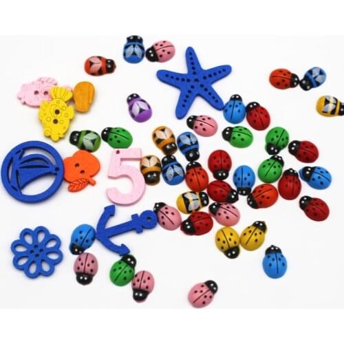 Mix Wood Button DIY Handmade Series Crafts Festival Party Wedding Decoration Child Gift Creative Shoes Clothing bag Accessories