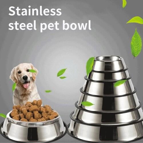 Dog Cat Bowls Stainless Steel Water Bowl Non-slip Feeder Durable Feeding Bowl Feeding for Small Medium Dog Pet Supplies