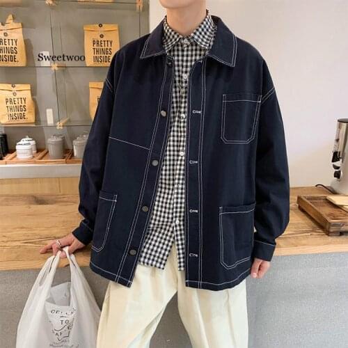 Jacket Men Streetwear Big Casual Plus Size Turn-down Collar Solid Mens Jackets and Coats Males Black Coat Vintage Soft