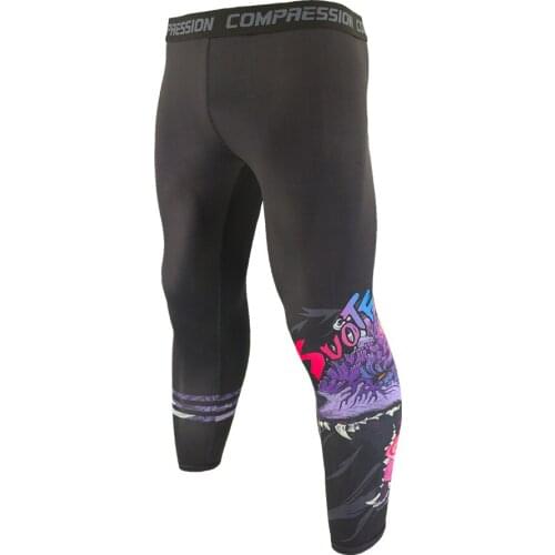 SUOTF Roaring Dragon Men Compressions Pants Running Tight Leggings Sport Tights Gym Fitness Workout Slim Jogging Trousers