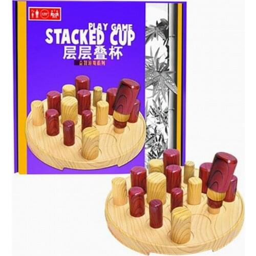 Stacked Cup Board Game Wooden Cup Funny Puzzle Game For Children Environmental Material With Free Shipping