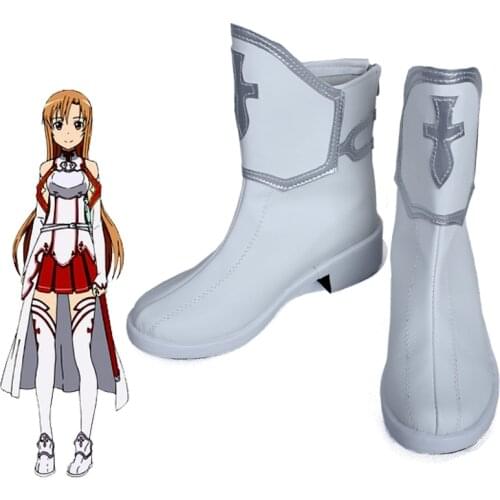 New Anime Sword Art Online Cosplay Shoes SAO Yuuki Asuna Cosplay Ankle Boots Halloween Party Shoes for Women