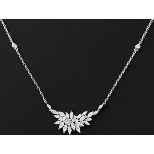 S925 Sterling Silver Inlaid Zircon Olive Leaf Necklace Personality Light Luxury Fashion Temperament Luxury Brand Monaco Jewelry