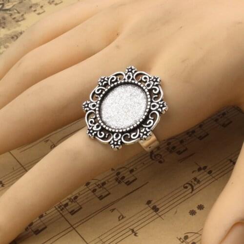Fit 15mm Ring Metal Alloy Round Blank Setting Bezel Blank Cabochon Ring Base For DIY Ring 10pcs/lot K05293