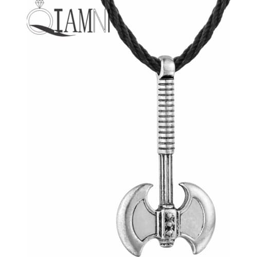 QIAMNI Axe Slavic Deity of Thunder Lightning Patron of Soldiers God Peru Pendant Necklace Gift Men Amulet Nordic Viking Jewelry