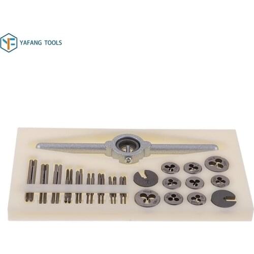 30pcs/set M1-M2.5 Mini Tap and Die Hand Tools Metric Screw Thread Tap Twist Drill Bit Wrench Set with Box