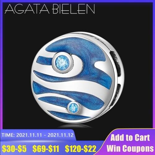 Solar System Jupiter 925 Sterling Silver Blue Enamel Clip Charms Women Jewelry fits Original Reflection Bracelets DIY Gifts