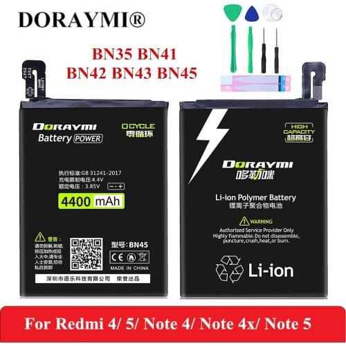 DORYAMI Phone Battery for Xiaomi Redmi Note 4/ 4X 5 Note4 Note4x Note5 Bateria BN35 BN41 BN42 BN43 BN45 Replacement Batterie