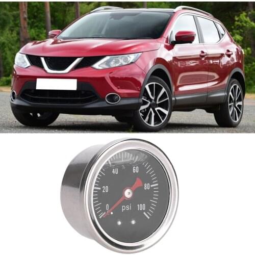 Fuel Pressure Gauge Liquid 0-100 PSI/Bar Oil Press Gauge Fuel Gauge White Face Universal 1/8 NPT 90 Degree Fitting