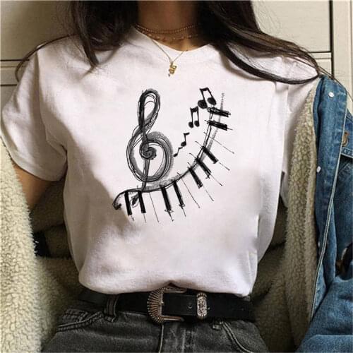 Girls Tops Music Festival Printed Harajuku Graphic Hot Selling funny printed Women Casual White Tops Casual Tee