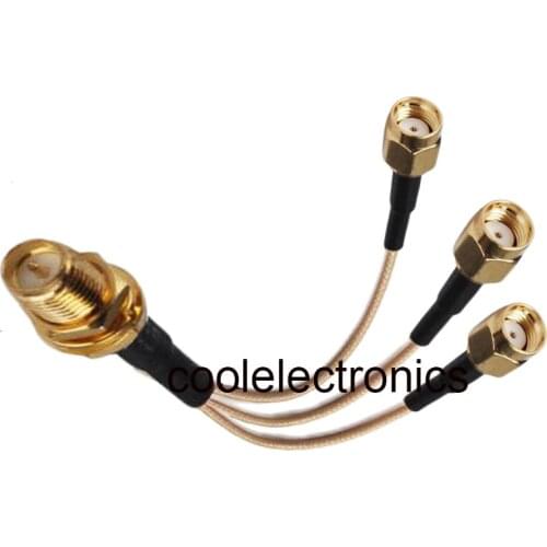 RP-SMA Female Pin to 3 RP-SMA Male Connector RF RG316 Pigtail Y Extension Cable 10/15/20/30/50cm /1m