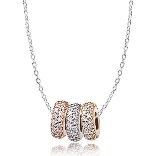 High Quality 100% 925 Sterling Silver Rose Pave Inspired Spacer Simple Retro Necklace Set Rau0321 Charming Holiday Gift