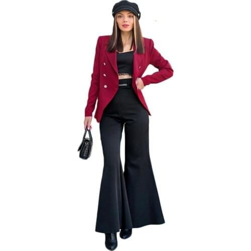 2 Pieces Women Suits Modern Design Causal Formal Party Suits For Women Custom Made High Quality Bell-Bottoms Pant+Coat