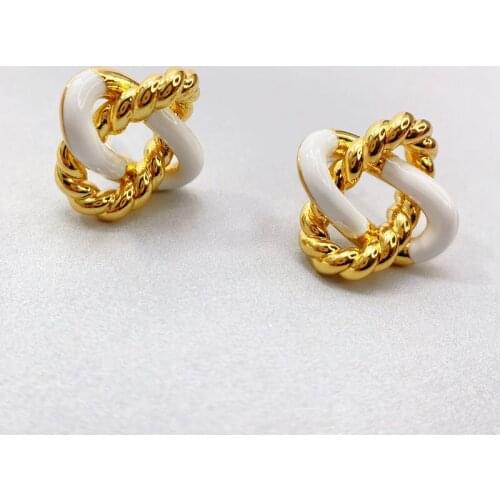 The new S925 silver needle double oval winding enamel earrings feminine fashion drop oil earring tide