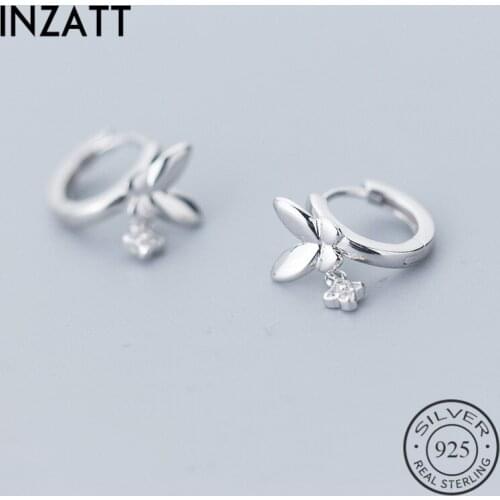 INZATT Real 925 Sterling Silver Zircon Butterfly Hoop Earrings For Fashion Women Party Cute Fine Jewelry 2019 Accessories