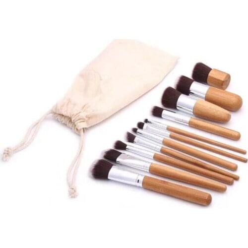 11 Pcs Foundation Concealer Brush High Light Blush Pressed Powder Eye Shadow Eyebrow Makeup Oblique Soft Brush Suits Portable