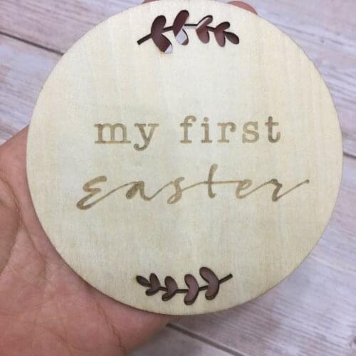 2pcs my first easter baby Announcement wooden signs wood card
