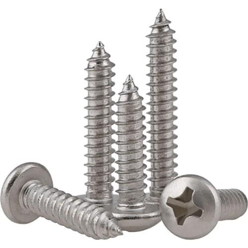 50PCS M3.5-M5 A2 304 Stainless Steel Philips Recessed Round Head Self-Tapping Screws