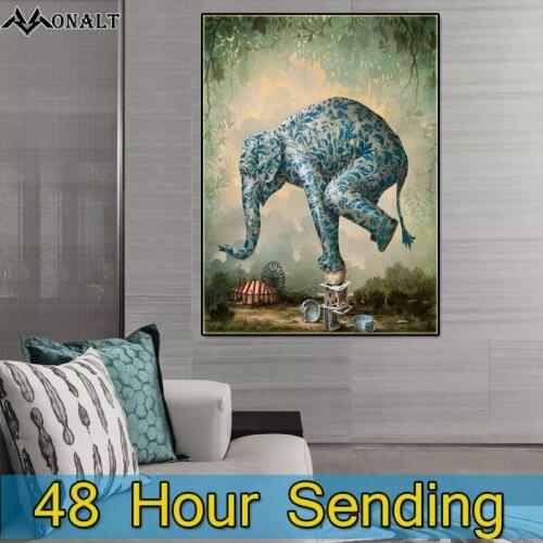 Canvas Decorativas Abstract Art Print Show Elephant Pinting Posters on the Wall Animal Picture Hoom Decor Living Room Poster