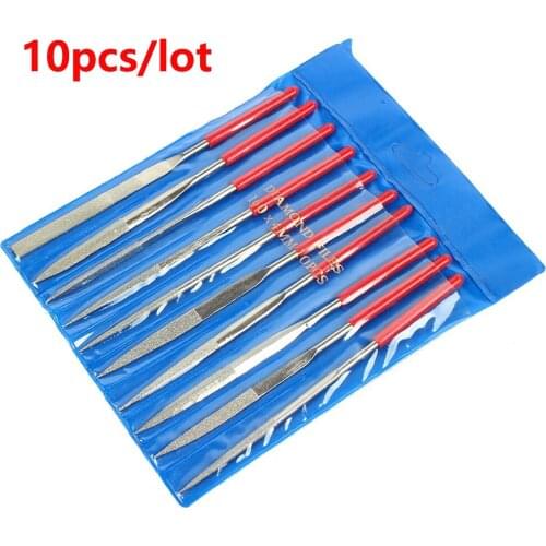 10Pcs/set 160mm Diamond Needle File Set Metal Red Glass Handy Tools Wood Carving Craft Lapidary Ceramic Set Tool Files