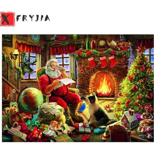Full square Round drill Diamond embroidery Santa claus with gifts 5D DIY diamond Painting Cross Stitch Rhinestone Mosaic