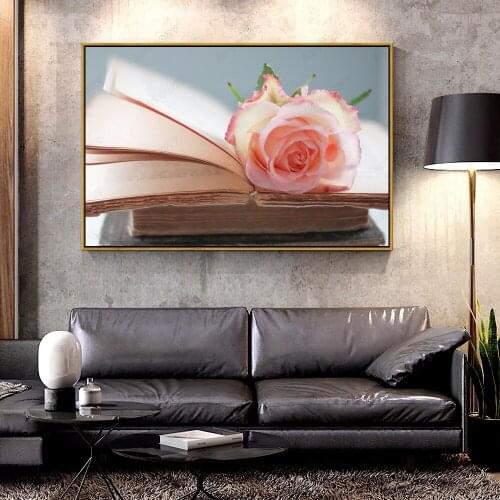 Artcozy Oil Canvas Painting rose_book For Home Decoration Wall Art