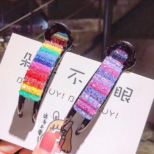 Shiny Rainbow Hair Claws Women Girls Rhinestone Hairpin Twist Crystal Colorful Hair Clip Bands Barrette Hair Accessories