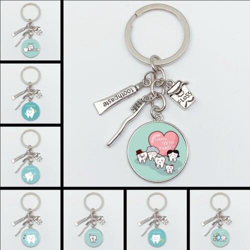 Love your teeth pendant keychain tooth glass concave glass keychain fashion jewelry glass keychain jewelry gift