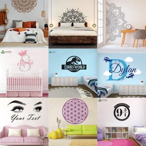 Eyebrows Mandala wall stickers Beauty Salon home decor Custom text name for kids rooms Decals lashes brows DIY Murals HY9994