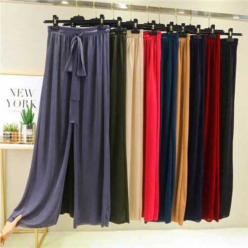 Wide Leg PANTS WOMEN Summer New Solid Modal CasualBottom Loose Sleep Pants Ladies Pajama Pant Bottoms Female Leisure Home Pants