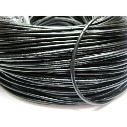 Black 1.5mm Thickness Genuine Leather Cord Thread For Diy Bracelet Necklace Leather Cord Jewelry Making 100Meter/pack