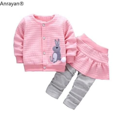 2020 New Spring Autumn Baby Cotton Embroidered Clothes ToddlerT-shirt Skirt Pants 2pcs/Set Suit Rabbit Girl Newborn Clothing Set