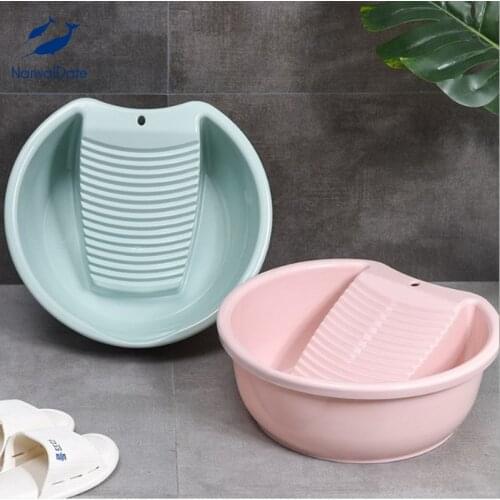 Home Multifunctional Laundry Tub with Washboard Portable Thick Durable Washing Clothes Hand Wash Board Outdoor Basin Laundry