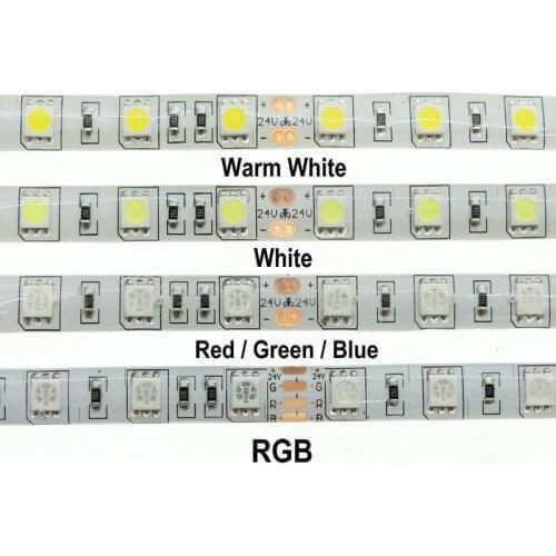 5050 Flexible LED Light RGB White LED Strip light Tape Red Green Blue white warm white DC5V 12V 24V 5meter / roll