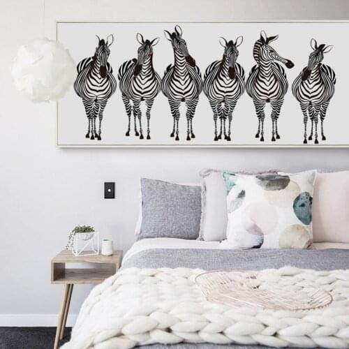 07G Simple Zebra Family Banner Canvas Art Painting Print Poster Picture Wall Living Room Bedside Home Decoration Murals