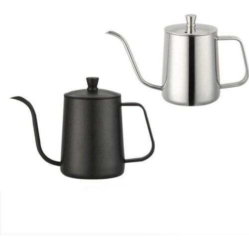 Stainless Steel Japanese-Style Hand Wash Pot Hanging Ear Pot Coffee Pot Thickened Pot 600Ml with Lid Narrow-Mouth Pot