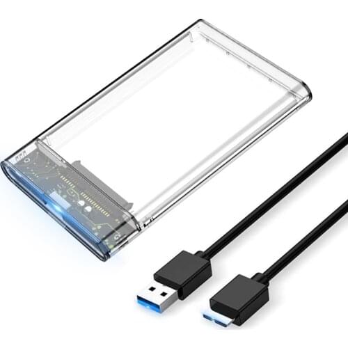 USB 3.1 3.0 2.0 2.5'' Hard Drive Enclosure Transparent Mobile HDD Box USB3.1 SSD SATA Case Portable Hardisk With USB C Cable