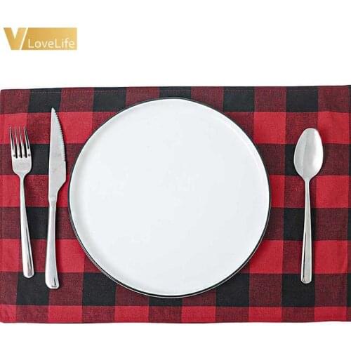 Red And Black Buffalo Plaid Decor Pillow Cover Table Runner Placemat Stockings Home Decorations Table Decor buffalo fabric