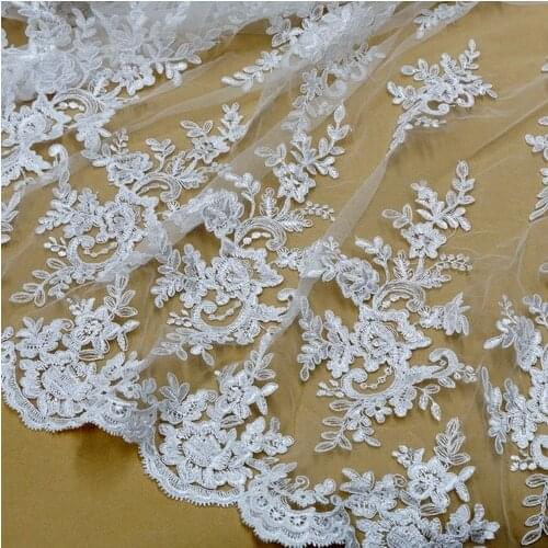 LASUI 3 yards =1 piece NEW High grade White Cord France lace fabric Wedding dress skirt curtain diy handmade accessorie C0349