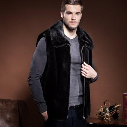 Mens mink coat imports whole water mink fur vest vest lapel short youth handsome suede jacket