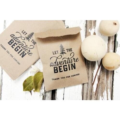 Customize Let the Adventure Begin paper hangover kits Bachelorette Buffet budget bags Bridal Shower Bakery Cookie gifts pouches