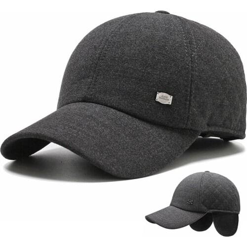 New Snapback Hat Winter Hat for Men Middle-Aged and Elderly Baseball Cap Plush and Thicken Warm Hat With Earflaps Windproof