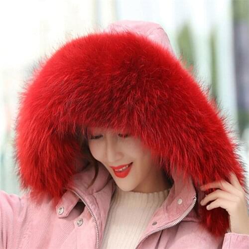 Autumn And Winter Womens 100% Natural Raccoon Dyeing Big Fur Collar Raccoon Fur Collar Muffler Scarf Cape Multi-color Optional