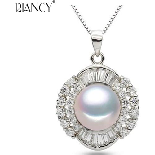 Trendy real freshwater pearl pendant necklace for women,big shiny 10-11mm pearl pendant,925 silver fine jewelry anniversary gift