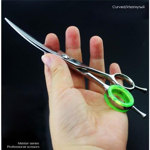 6" Willow Curved Hair Cutting Scissors Cat Dog Hair Cut Tool Professional Pet Scissors Hairdressing Shears With Case Fingerrings
