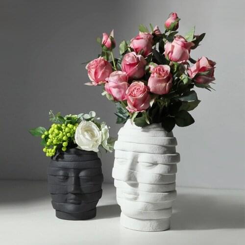 Simple art vase head corrugated creative decoration modern living room porch home decoration ceramic handicraft decoration
