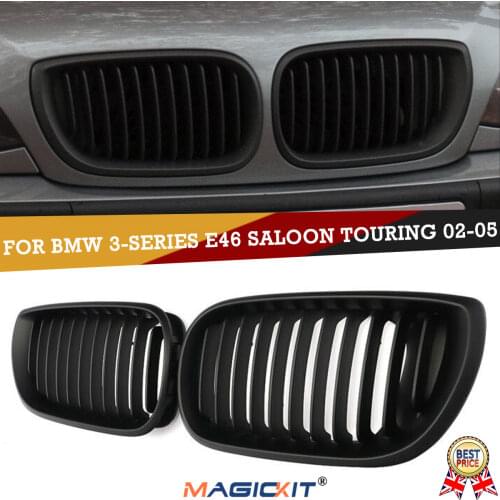 MagicKit Matte ABS Grille Grill fit For BMW E46 2002-05 4D Sedan 318i 320i 323i 325i 328i