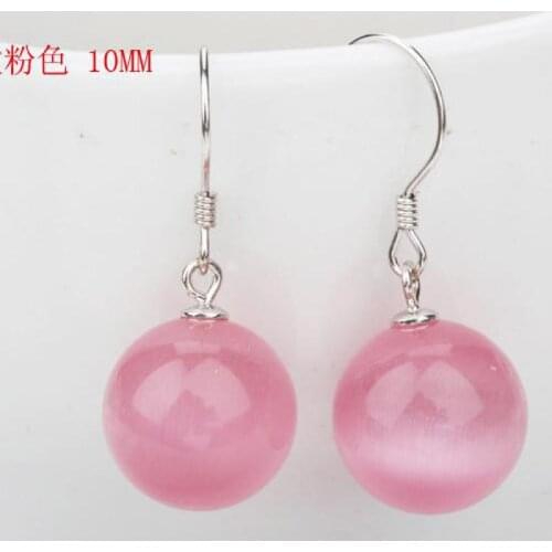 Pink Cats Eye Stone Drop Earrings For Women Earring Earings Silver plated color Jewelry Earing Brincos Brinco Oorbellen Gift